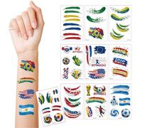 10 PCS Football Temporary Tattoos Sheets 2026 World Cup Tattoos Stickers, Waterproof Non-toxic Sheets Watercolour Football for England Football Watch Party & Birthday Decorations