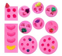 10 pcs Fruit Shaped Jelly Molds Fondant Molds, VEINARDYL 3D Mini Chocolate Mold Candy Mold Candle Mold Pineapple Strawberry Orange Blueberry for Cupcake Topper Cake Decoration Supplies