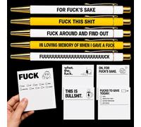 10 PCS Funny Pens and Sticky Notes Set, 5 Rude Pens with 5 Mini Notepads | Funny pens for adults, cheeky rude sayings, Secret Santa gift for coworkers, friends and bosses