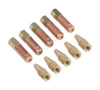 10 Pcs Gas Welding Nozzle Set for H01-2 Torch, Copper Brass Oxy-Propane or Oxy-Acetylene Brazing Tips with Multi-Flame Heating Head for Metal Cutting, Pipe Brazing, Jewelry Soldering, Heating