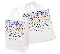 10 pcs Gift Bags Multipack with Handles, Kraft Paper Party Bags for Birthday, Wedding, Christmas and New Year, 15 * 8 * 21cm, White