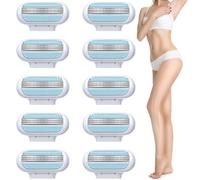 10 Pcs Gillette Venus Compatible Razor Blades for Women, 3 Layer Blade & Pivoting Head Design, Effortless Sliding Refills, Easy to Replace (Blue)