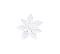 10 Pcs Glitter Christmas Flowers with Artificial Poinsettia Flower Christmas Tree Flower Decorations Xmas Tree Ornaments (White, 15CM)