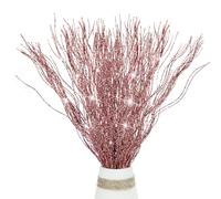 10 PCS Glitter Christmas Picks Sprays Sparkle Curly Ting Branches Decorative Sticks Stems Artificial Curly Wispy Willow Twigs for Christmas Tree Vase Fillers Crafts Garland Home Decor (10, Red)