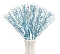 10 PCS Glitter Christmas Picks Sprays Sparkle Curly Ting Branches Decorative Sticks Stems Artificial Curly Wispy Willow Twigs for Christmas Tree Vase Fillers Crafts Garland Home Decor (10, Light Blue)