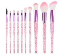 10 PCS Glitter Crystal Makeup Brush Set - Cute Bling Professional Brushes for Concealer, Eye Shadow, Eyeliner, Blush, Lip Blending - Synthetic Tools Kit for Face Cosmetics, Ideal for Women