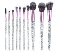 10 PCS Glitter Makeup Brushes Cute Makeup Brushes Bling Crystal Blending Brush Professional Concealer Eye Shadow Eyeliner Blush Lip Blending Synthetic Brush Tools Kit