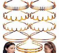 10 Pcs Glossy Leopard Print Zigzag Headbands for Women, Chic Tortoise Shell Pattern Hair Hoops, Slim Non-Slip Plastic Hairbands with Teeth, Trendy Y2K & Retro Fashion Hair Accessories Set