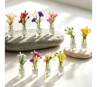 10 PCS Glow in The Dark Mini Glass Flower Figures | Transparent Simulation Flower Decor, Fairy Garden Accessories and Car Ornament