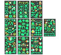10 Pcs Glow-in-the-Dark Temporary Tattoos, St. Patricks Day Accessories, Luminous Shamrock Designs for Festival,Parade and Irish Themed Party Favors,Supplies and Decorative Accessories