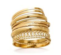 10 Pcs Gold Bracelet, Boho Bangle Gold Indian Jewelry Bracelet Set, 14K Stackable Multi-layer Bracelet Set, Multi-layer Texture Design, for Party, Festival, Wedding, Medium, Metal, none