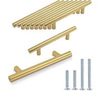10 Pcs Gold Stainless Steel 96mm Hole Centers Kitchen Cabinet T Bar Handle Furniture Drawer Pulls Cuoboard Knobs