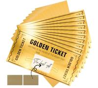 10 PCS Golden Ticket Scratch Off Cards with Envelopes, Surprise Scratch Off Card, Surprise Ticket for Writing Your Own for Birthday Christmas Valentines Day cards
