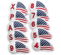 10 Pcs Golf Iron Covers, American Flag Golf Club Head Covers, USA Theme, Full Protection for Golf Iron, Easy On and Off, Lightweight, 6.3 x 0.8 x 3.7 in / 16 x 2 x 9.5 cm