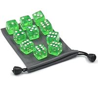 10 Pcs Green 6-Sided Dice Set | 19mm Bulk Board Game Dice, Math Learning and Classroom Standard Dotted Game Dice