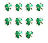 10 Pcs Green Lucky Clover Lapel Pins Set, St. Patrick's Day Shamrock Pin Badge for Irish Shamrock Pin Brooches Gifts, Three Leaf Enamel Pin Badges for Lapel Backpack Jacket Hat Bag