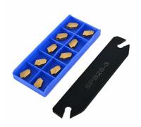 10 Pcs GTN-3 SP300 Carbide Indexable Inserts with SPB26-3 Lathe Cut Off Parting Grooving Tool Holder, 26 mm Blade Height for -Finishing Steel