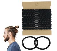 10 Pcs Hair Bands for Men Braided Elastic Mens Hair Ties for Guys Flat Man Bun Hair Tie No Damage Crease Breakage, Man Bun Hair Tie Hair Bands with Long Hair (Black)