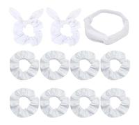 10 Pcs Hair Bow Scrunchies White Hair Ties Tie Dye Elastic Hair Bands Cute Hair Elastics Large Soft Ponytail Holders with 1 Pcs Stretchy Yoga Headband for DIY Party