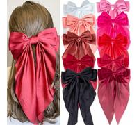 10 PCS Hair Bows,Big Bows for Girls and Women,Hair Bows for Women,Hair Ribbons,Large Hair Bow for Women,Big Hair Bow,Bows for Women,Oversized Long-tail Cute Aesthetic Hair Accessories(Red Series)