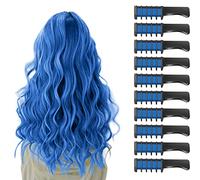 10 Pcs Hair Chalk for Kids Girls Gifts, MSDADA Temporary Bright Hair Chalk Comb for Kids Girls Age 6 7 8 9 10-12+ Washable Coloured Hairspray for Birthday Children's Day Party Cosplay DIY(Blue)