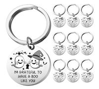 10 pcs Halloween boo basket gifts Cute Ghost Key chain Gift - "I’m Grateful to Have a Boo Like You" Key Ring, Fun Friendship Present for Halloween Party, Family, Friends, Couples, Coworkers, and More