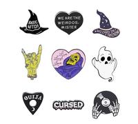 10 Pcs Halloween Enamel Pin Set Punk Cute Pins for Backpacks Gothic Skeleton Vampire Skull Witch Pumpkin Ghost Brooch Witchy Jewelry