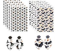 10 Pcs Halloween Polymer Clay Transfer Paper, Halloween Wizard Hat & Spiders Maple Leaves 2 Type Water-Soluble Transfer Sheet for Polymer Clay Earrings Jewelry Making DIY Projects 5.82X3.93in