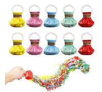 10 Pcs Hand Throw Streamers, Colorful Hand Throw Crepe Paper Streamers, Streamer for Throwing, Each Colorful Streamer Poppers Has 30 Ribbons, No Mess Confetti for Birthday Wedding Party