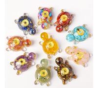 10 PCS Handmade Healing Crystal Turtle Figurines Sea Turtle Resin Decor for Meditation Space Fish Tank Home Office Spiritual Animal Statues for Shelf Desk Decor Chinese Fortune Coins Feng Shui