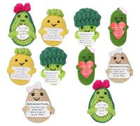 10 Pcs Handmade Positive Crochet Dolls Set, Encouragement Support Fruit & Vegetable Figures with Uplifting Cards, Handmade Emotional Gift, Cute Emotional Support Gifts, Cheer Up Present for Friends