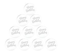 10 Pcs Happy Birthday Acrylic Cupcake Toppers Round Engraved Cake Toppers Decorations Acrylic Cake Charm Disc Cupcake Decorations For Birthday Party