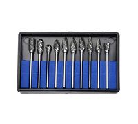 10 Pcs Hard Metal Rotary File Solid Steel Suitable for Polishing & Drilling On Wood & Many Field Carving Tools Woodworking Grinder Tool Die File Deburring Drill Bit Burr Set