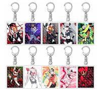 10 Pcs Hazbins Alastor Hotel Keychain Cartoon Figure Angel Dust Keyring Pendant Cute Acrylic Chain Decor Hazbins Hotels Merch