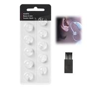 10 Pcs Hearing Aid Domes for Oticon, 8 Mm Hearing Aid Accessories Replacement Compatible with Oticon Minifit Double Vent Bass Domes (with Brush)