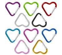 10 PCS Heart Shape Snap Hooks, Heart Aluminium Carabiner Hook Clip Key Ring Keychain Mini Small Colourful Carabiner Keyring for Home Rv Camping Fishing Hiking Traveling