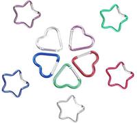 10 Pcs Heart Star Carabiner Clip - Cute Alloy Key Ring, Backpacks, Water Bottles, Accessory and Keychain Carabiners Outdoor Accessories 5 Colors