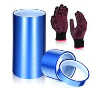 10 Pcs Heat Resistant Tape and Gloves, 9 Rolls 20 mm 50 ft High Temperature Tape with 1 Pair Professional Heat Proof Glove Mitts for Sublimation with Silicone Bump for Soldering