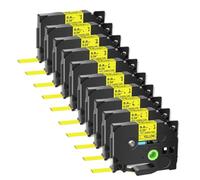 10 Pcs Heat Shrink Tube Label Compatible with HS HSe-621 Printers 8.8mm Black On Yellow for Identification