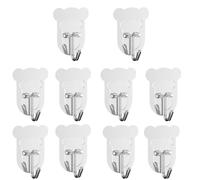 10 Pcs Heavy Duty Adhesive Hooks 10lb Max - Transparent Waterproof Sticky Wall Hooks for Bathroom, Shower, Kitchen, Office - No Damage Self Adhesive Hanging Hooks for Towels, Coats, Keys & Home Decor