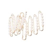 10 Pcs Heavy Duty Safety Pins with Pearl Embellishment Brooch Pin Decorative Sweater Clips for Cardigans, Pants, Clothes, Golden