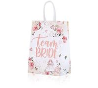 10 Pcs Hen Party Bags - Floral Team Bride Bags with Handle, Rose Gold Foiled Hen Do Paper Bags Wedding Paper Party Bags for Wedding Bridal Shower Bachelorette Party Favour Hen Do Accessories