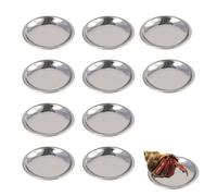 10 Pcs Hermit Crab Food Dish, Stainless Steel Hermit Crab Water Bowl, Reptile Feeding Bowls, Tank Aquarium Accessories, for Crab Snail Gecko Insect