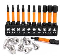 10 Pcs Hex Allen Key Drill Bit Set, Magnetic Allen Wrench Drill Bits, S2 Steel Impact Driver Bits, 50mm Long 1/4 Inch Hex Shank, Metric Star Screwdriver Bit Set H1.5-H8 for Drill, DIY, Furniture