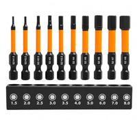 10 Pcs Hex Allen Key Drill Bit Set, Magnetic Impact Screwdriver Driver Bits | 1/4” Hex-Shank S2 Steel 50mm Length Allen Wrench Drills Bits Set, H1.5-H8 (Metric)