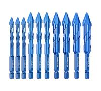 10 Pcs High Strength Eccentric Twist Drill Bit, 6/8/10/12mm High Hardness Skewed Head Eccentric Drill Bits Hexagonal Handle for Tiles Glass Hard Plastics Cement Concrete Granite (Blue)