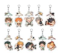 10 Pcs Hinata Shoyo Tobio Kageyama Keychain Anime Haikyu Figure Keyring Pendant Acrylic Chain Bag Decorations Set