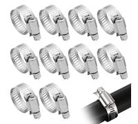 10 Pcs Hose Clips Adjustable 10-16mm Range, Stainless Steel Hoses Clamps Small Pipe Clips Hose Fitting Clamps for Hoses, Pipes, Automobile, Gas(Color:Sliver)