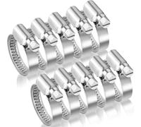 10 Pcs Hose Clips Adjustable, Stainless Steel Jubilee Clips 20-32mm for Securing Hose Connections