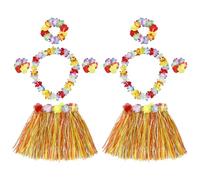 10 Pcs Hula Grass Skirt Costume Set, Hawaiian Fancy Dress Grass Skirts with Hawaiian Grass Skirts Flower Garlands Bracelet Headband for kids Fancy Dress Supplies Party Summer Beach Tropical Party